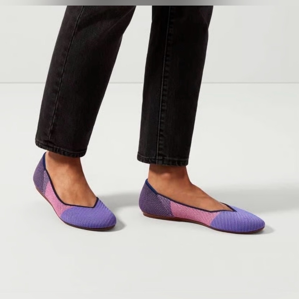 Rothy's Limited Edition Pink Metallic Colorblock Knit The Flat